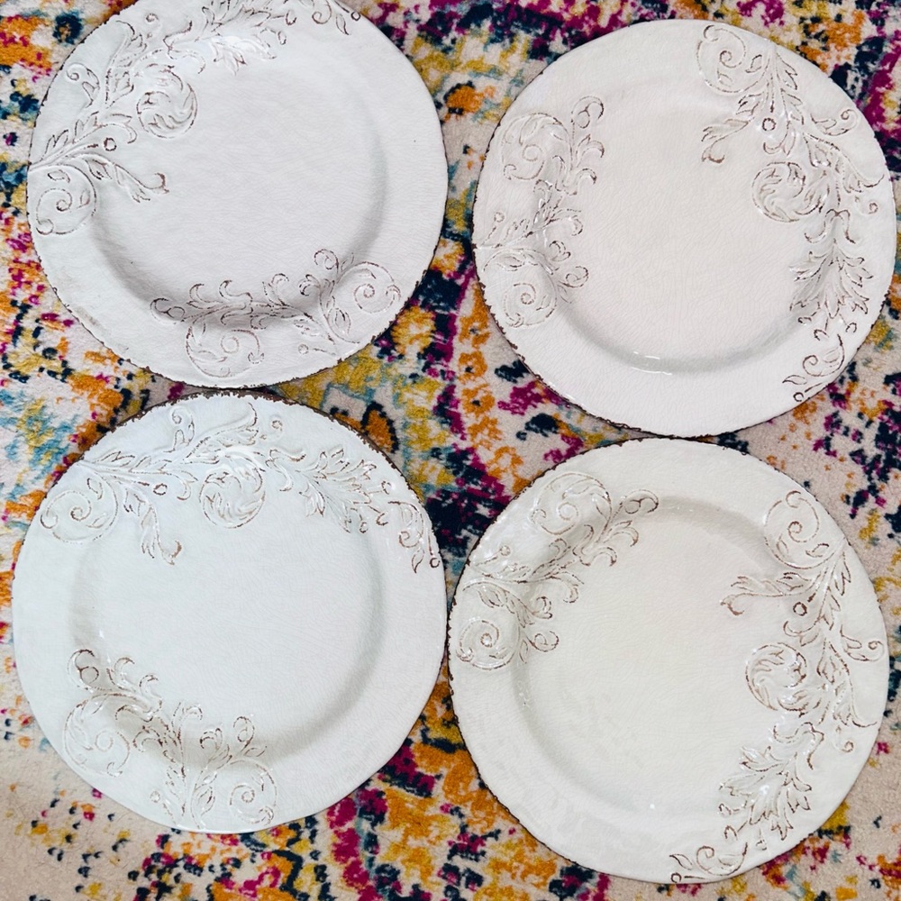 11x11 Nicole Miller Aphorism floral gray Melamine dinner plates
